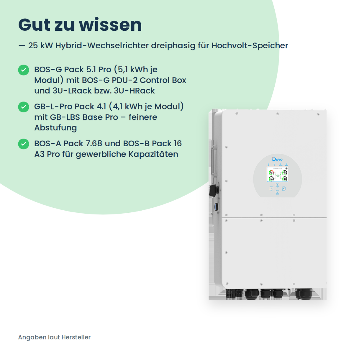 Deye SUN-25K-SG01HP3-EU – 25 kW Hybrid-Wechselrichter dreiphasig für Hochvolt-Speicher