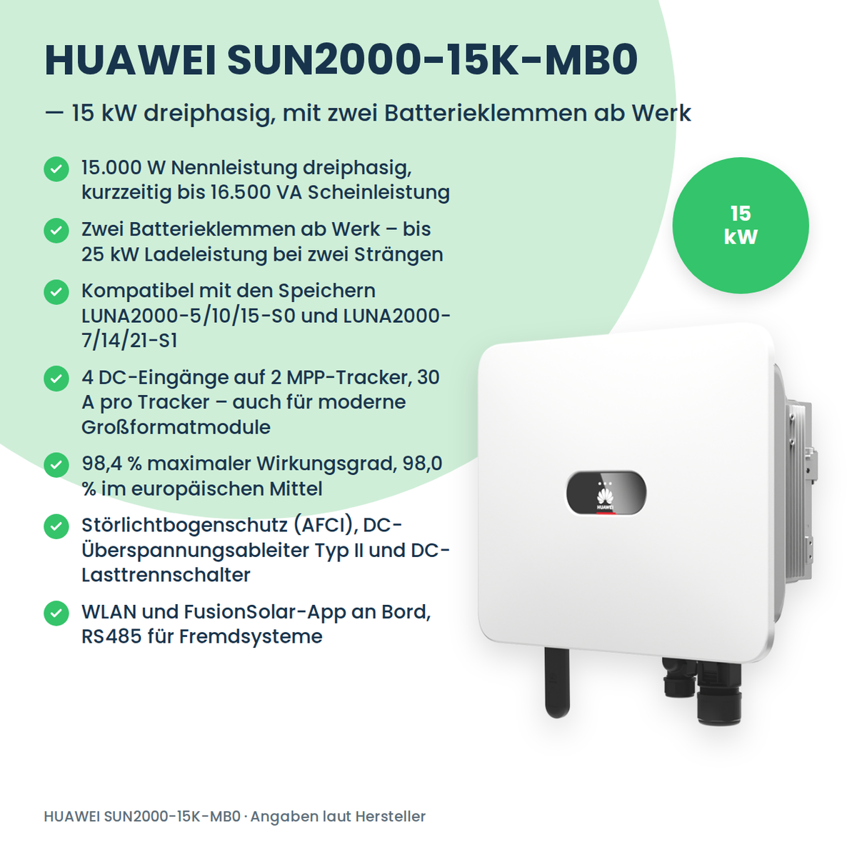 HUAWEI SUN2000-15K-MB0 Hybrid-Wechselrichter 15 kW